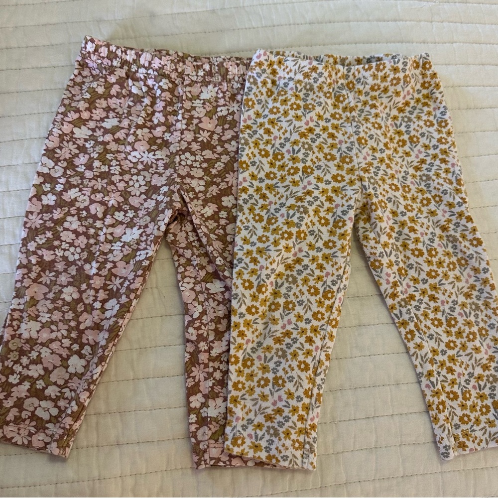 Carter's Pink and Yellow Floral Casual Leggings